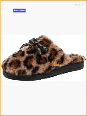 Plush Faux Fur Slide Slippers with Indoor-Outdoor Sole